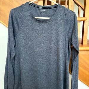 NWOT Calvin Klein Charcoal Long Sleeve Shirt CUTE design with thumb holes